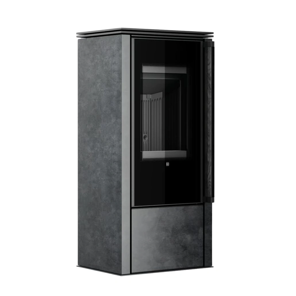 Soba din otel cu finisaj quartz Grafit - maner lemn negru - samota neagra [4]