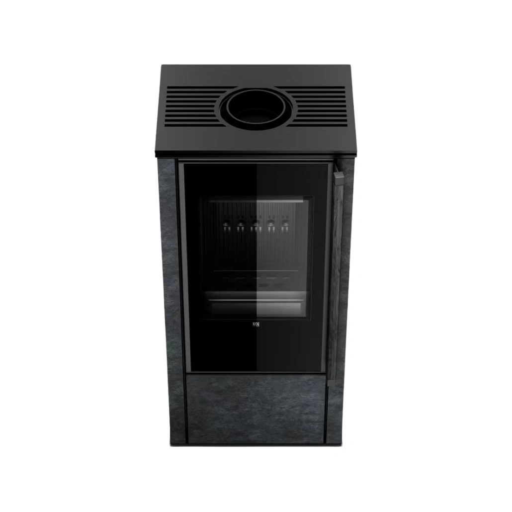 Soba din otel cu finisaj quartz Grafit - maner lemn negru - samota neagra [8]