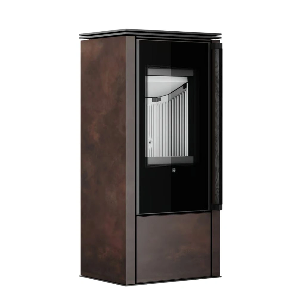 Soba din otel cu finisaj quartz - Maro - maner lemn negru [3]