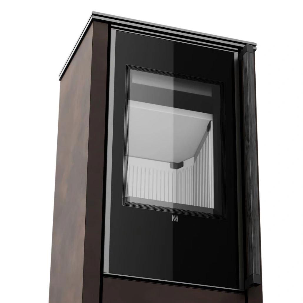Soba din otel cu finisaj quartz - Maro - maner lemn negru [8]
