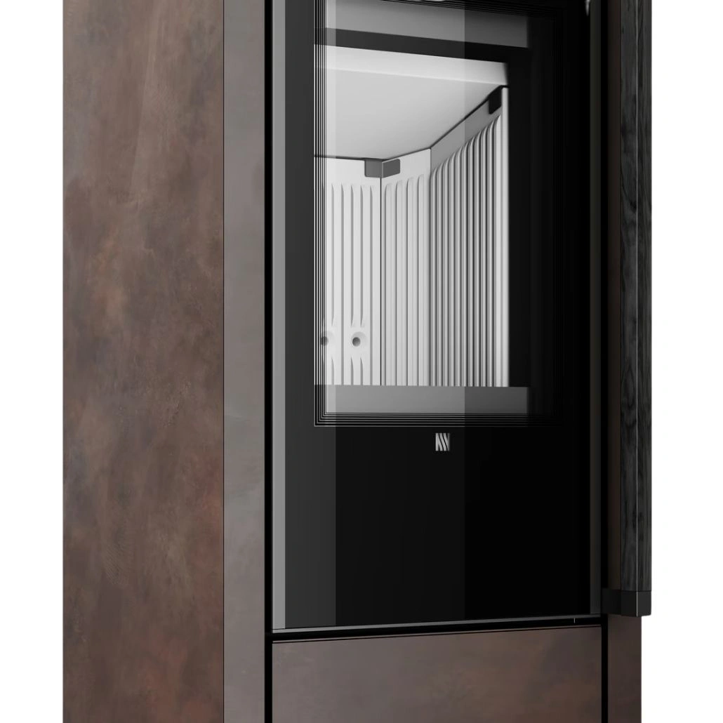 Soba din otel cu finisaj quartz - Maro - maner lemn negru [7]