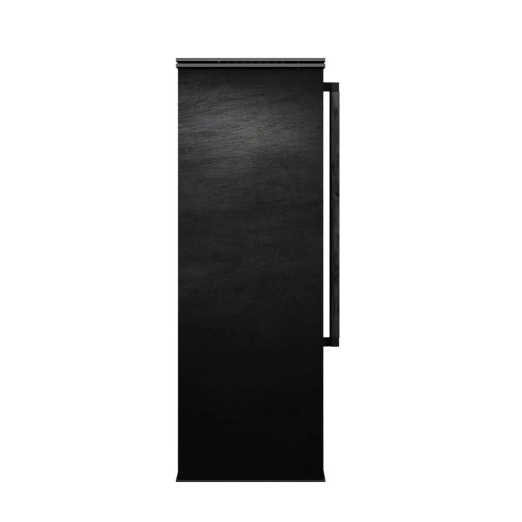 Soba din otel cu finisaj quartz Negru Antracit - maner lemn negru - samota neagra [4]