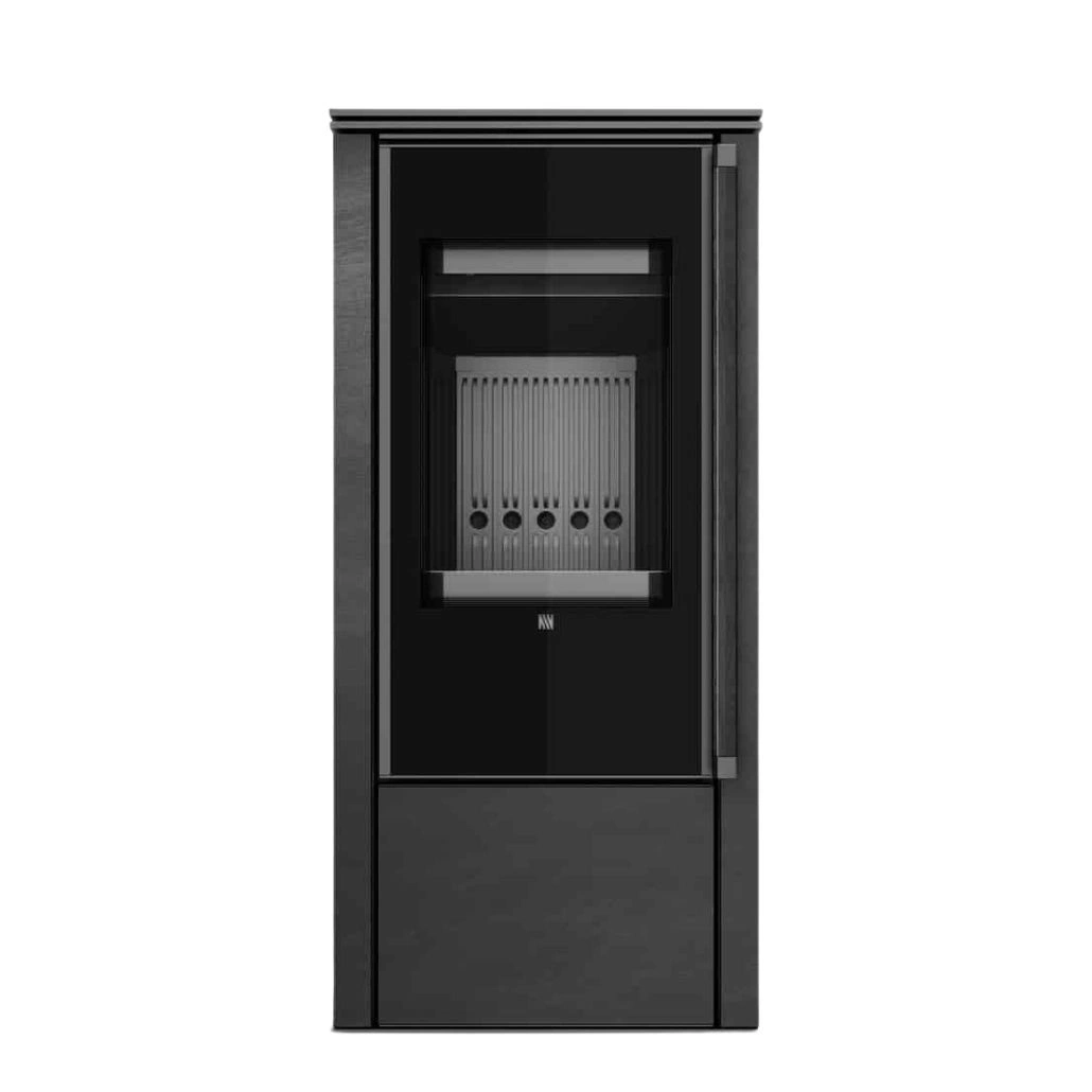 Soba din otel cu finisaj quartz Negru Antracit - maner lemn negru - samota neagra [3]