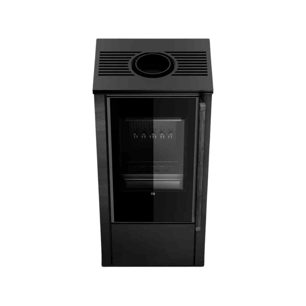 Soba din otel cu finisaj quartz Negru Antracit - maner lemn negru - samota neagra [6]
