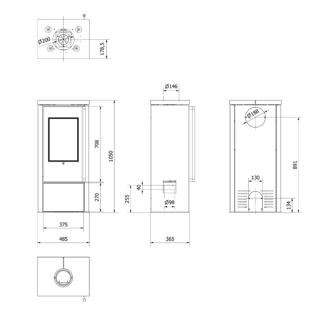 Soba din otel cu finisaj quartz Grafit - maner lemn negru - samota neagra [16]