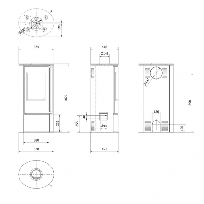 Soba Erik 5.5kW - maner lemn [6]
