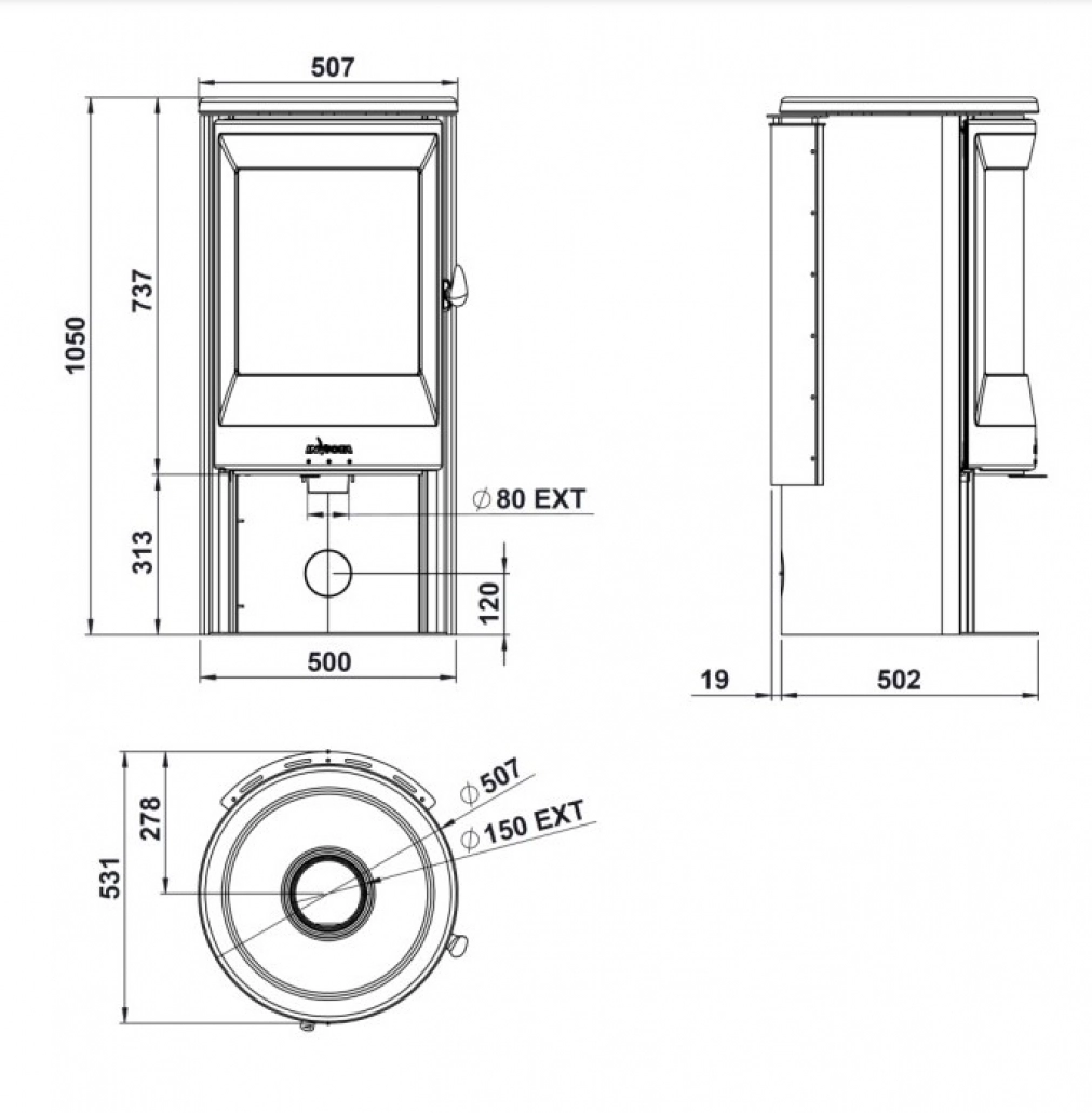 Soba pe lemne Neosen Steel 3 - 6kW [5]