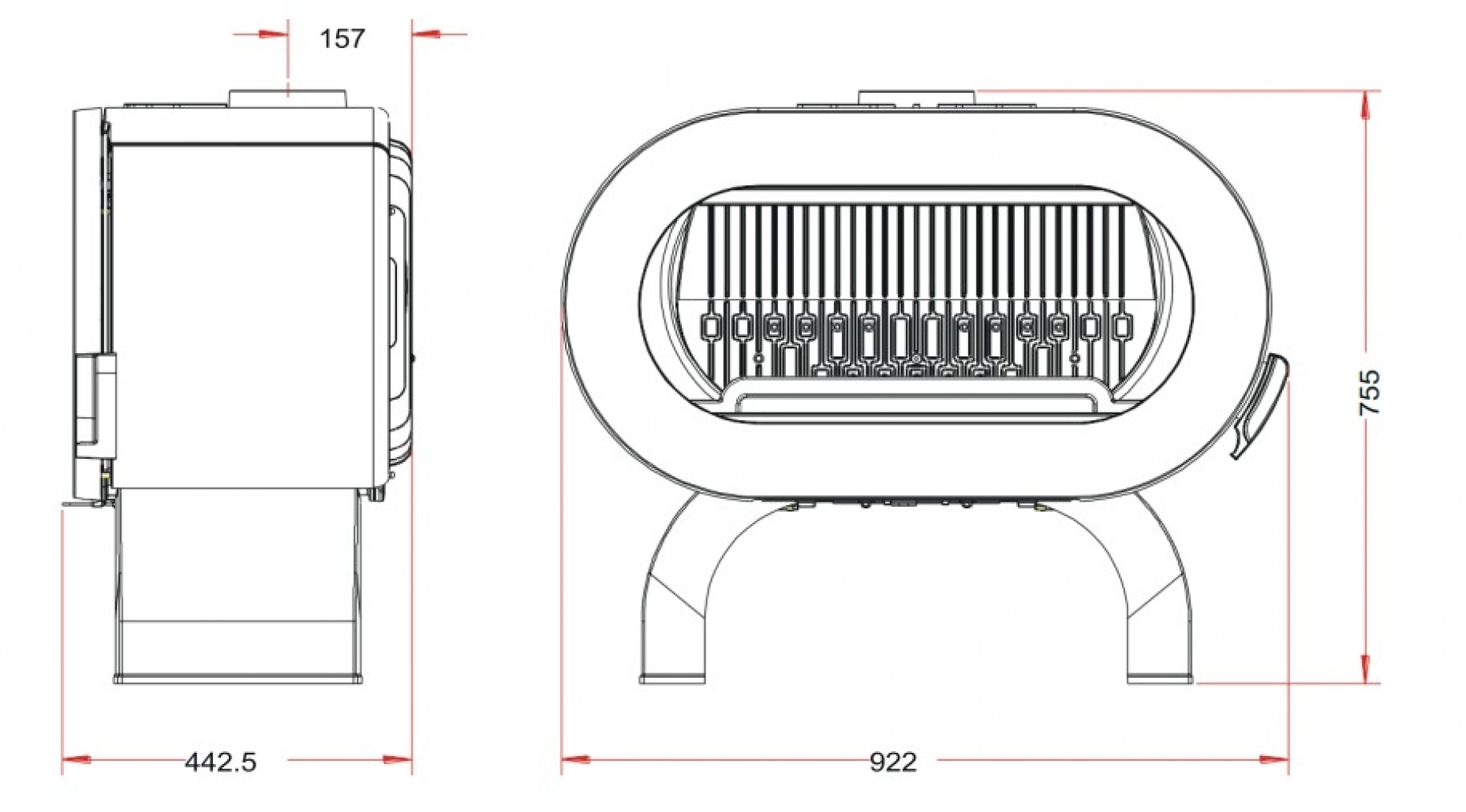 Soba fonta Fifty Arche 10kW - Negru [2]