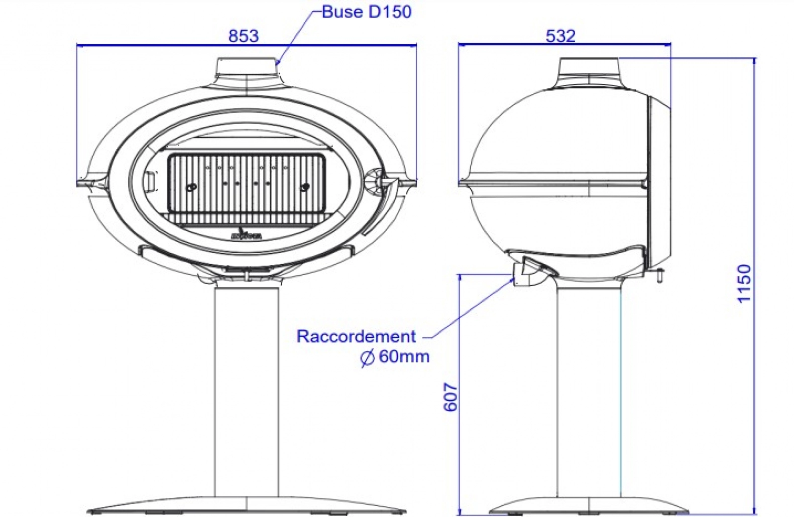 Soba fonta pe picior Brio 7-10.5kW + PIESE RACORDARE PRO [5]