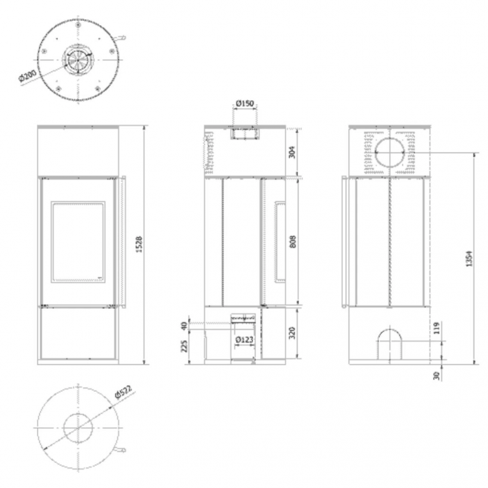 Soba otel AMBLER 7kW Maner lemn - Samota neagra [5]