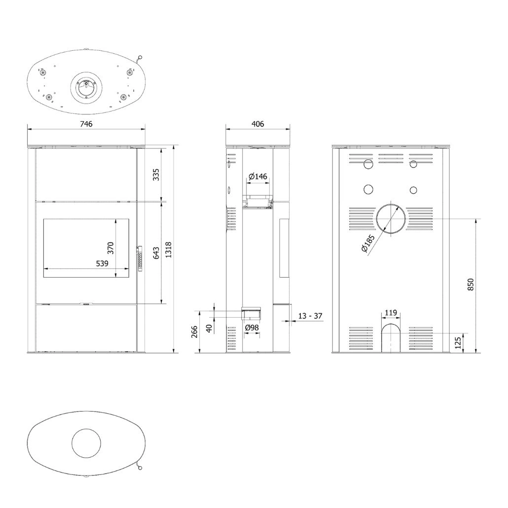 Soba Rollo S2 8kW - Inalta - Samota Neagra + recuperator pe apa [9]