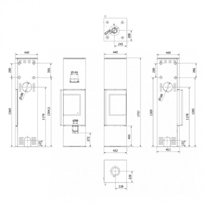 Soba otel Ren L 7kW - sticla dreapta [7]