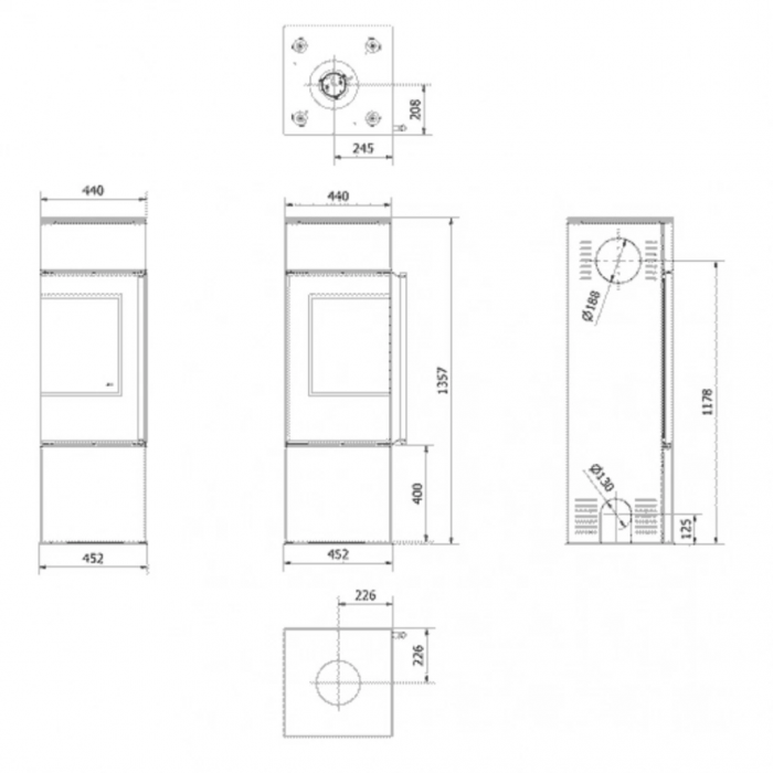Soba otel Ren S 7kW sticla stanga - Samota neagra [6]