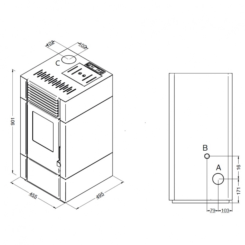Soba pe peleti Poly - 9.5kW Rubin [2]