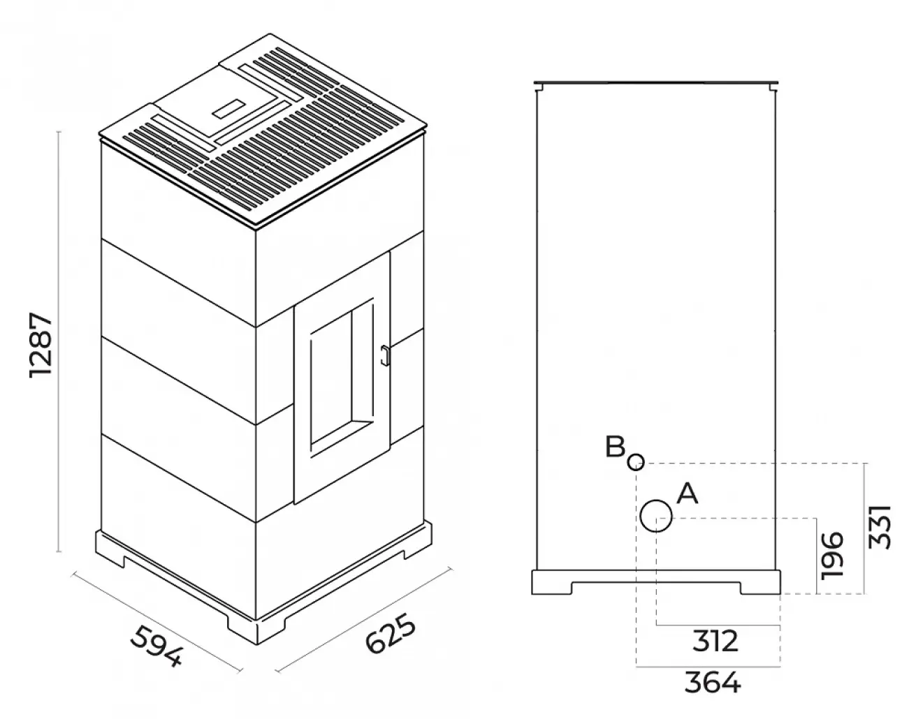 SOBA PELETI 11KW - AC11 ASPECT CORTEN CONVECTIE NATURALA [3]