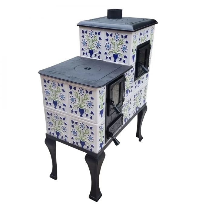 Soba portabila bucatarie, Iza, model placa Castel albastru cu verde [3]