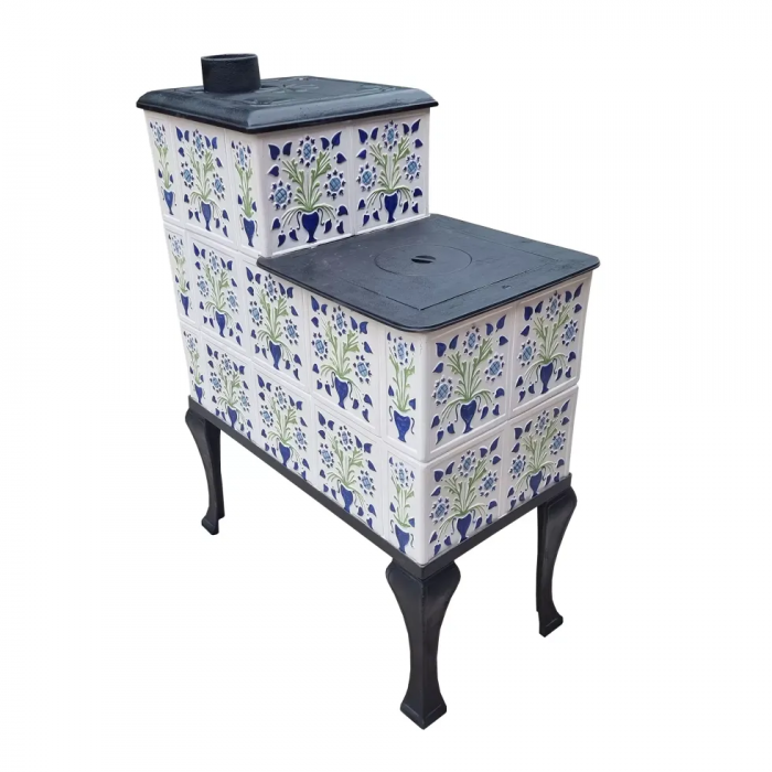 Soba portabila bucatarie, Iza, model placa Castel albastru cu verde [4]