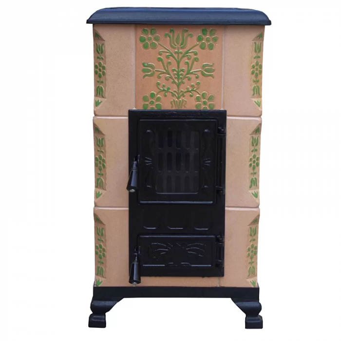 Soba portabila, Mediaș, model Sieben incolor, pictat cu verde [1]