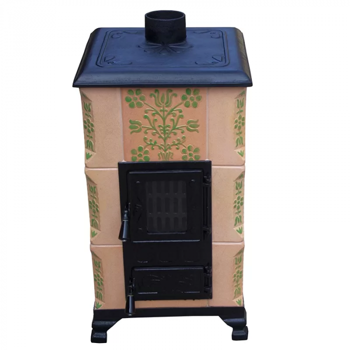 Soba portabila, Mediaș, model Sieben incolor, pictat cu verde [2]