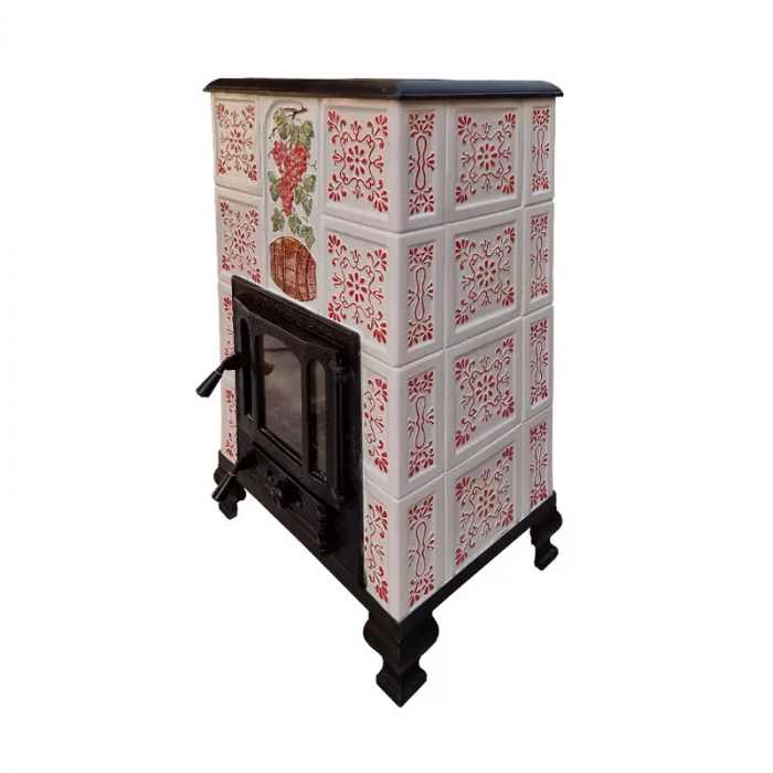 Soba portabila, ROMANE, model Transilvania pictata cu rosu, medalion butoi [3]