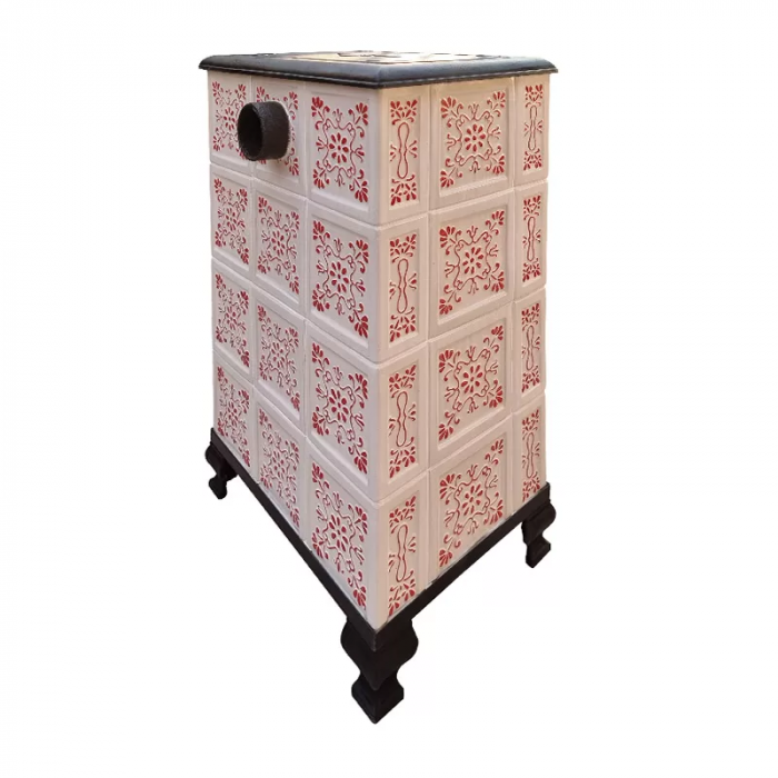 Soba portabila, ROMANE, model Transilvania pictata cu rosu, medalion butoi [4]