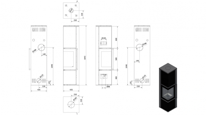 Soba Tora L 8-11kW SAVOIA ANTRANCITE - cuarz sinterizat [4]
