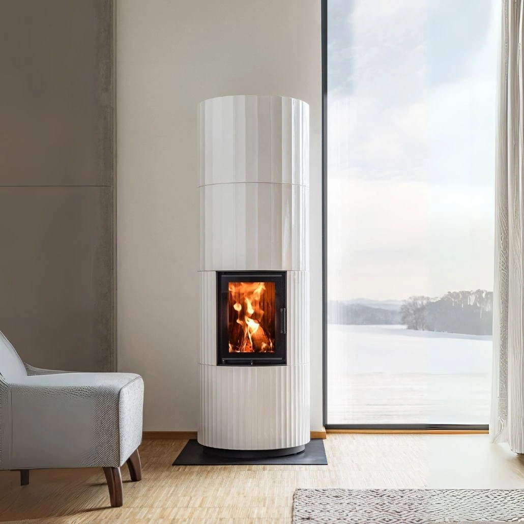 BLOX R55 Ceramic alb lucios - Semineu modular din cahle cu acumulare 12-24 kW [3]