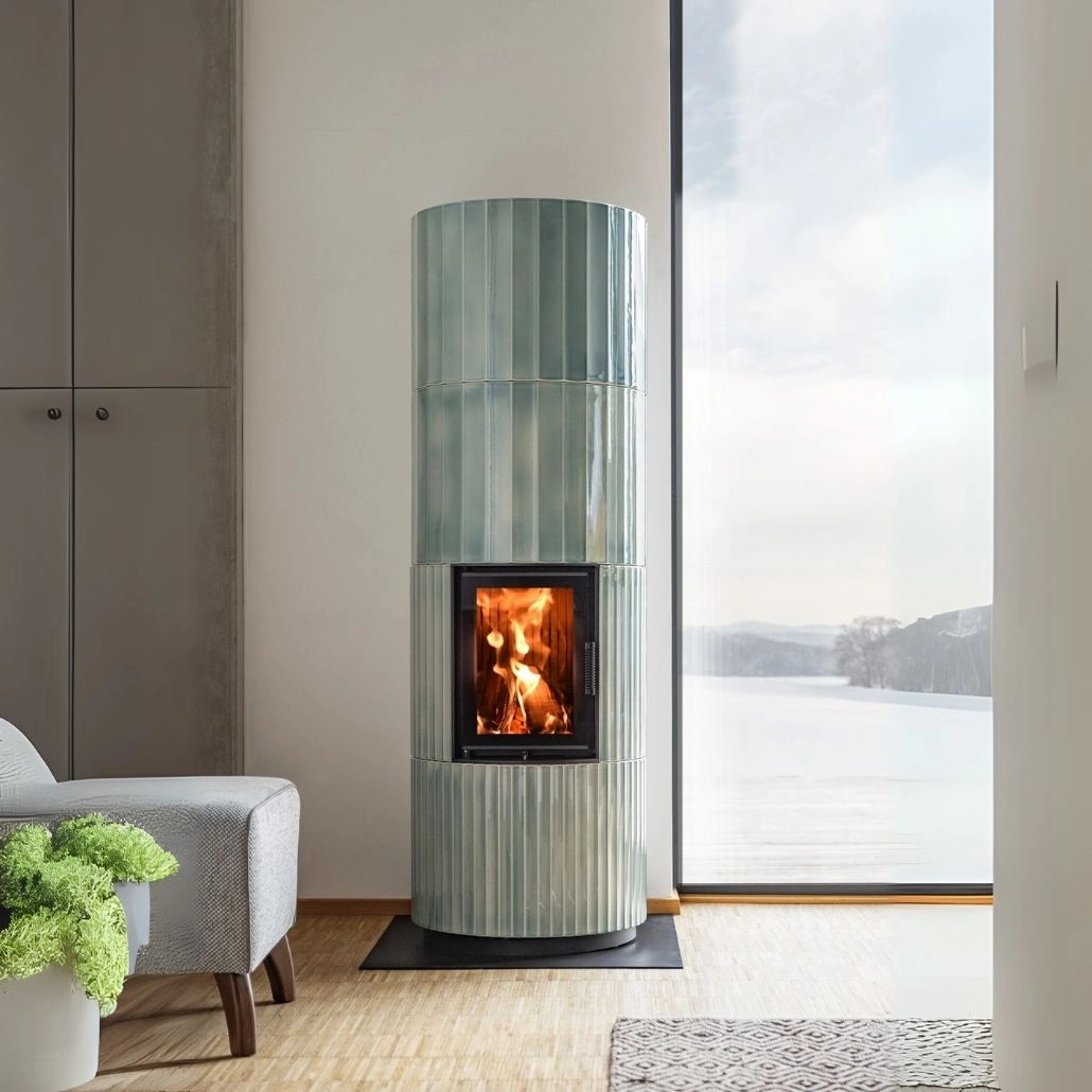 BLOX R55 Ceramic oceanic - Semineu modular din cahle cu acumulare 12-24 kW + sticla dubla + samota neagra [4]