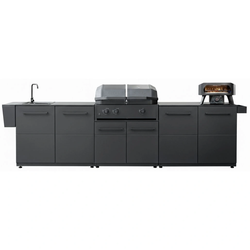 BUCĂTĂRII EXTERIOARE - Bucatarie exterioara Cozze cu Quattro 900, cuptor pizza si chiuveta - 310 x 60 cm
