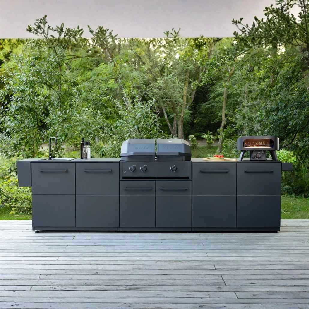 Bucatarie exterioara Cozze cu Quattro 900, cuptor pizza si chiuveta - 310 x 60 cm [1]