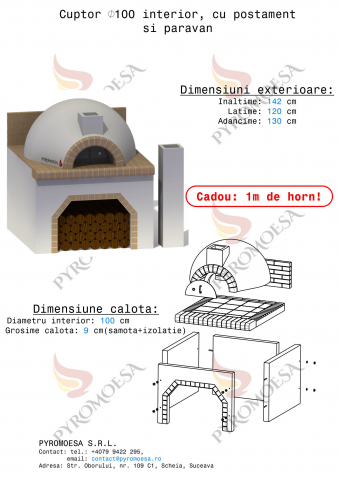 Cuptor cu postament si paravan, 100 cm diametru interior [1]