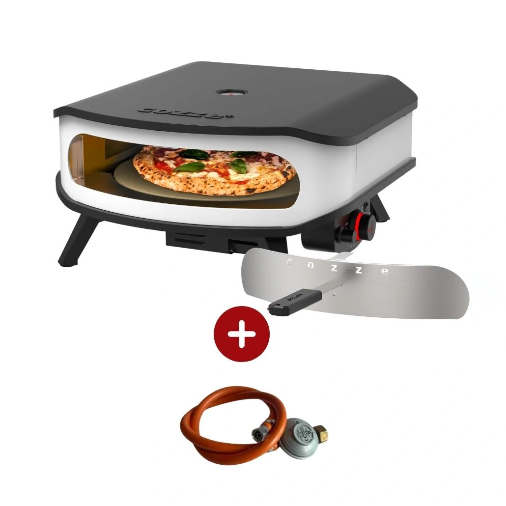 BUCĂTĂRII EXTERIOARE - Cuptor pizza pe gaz 42.5 cm Cozze - piatra pizza rotativa, lumina LED + REGULATOR