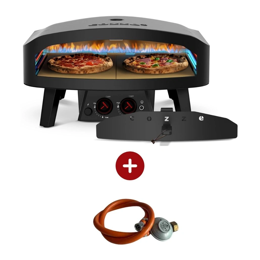 BUCĂTĂRII EXTERIOARE - Cuptor pizza pe gaz 61 cm Cozze Negru + Regulator gaz