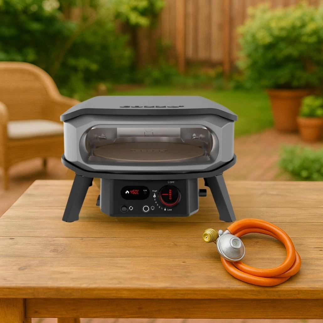 Cuptor pizza pe gaz Cozze PREMIUM 42.5cm - piatra rotativa pentru pizza, termometru digital si lumina LED + REGULATOR [1]