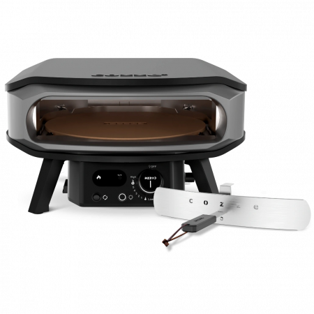 CUPTOARE PIZZA - Cuptor pizza pe gaz Cozze PREMIUM 42.5cm - piatra rotativa pentru pizza, termometru digital si lumina LED + REGULATOR
