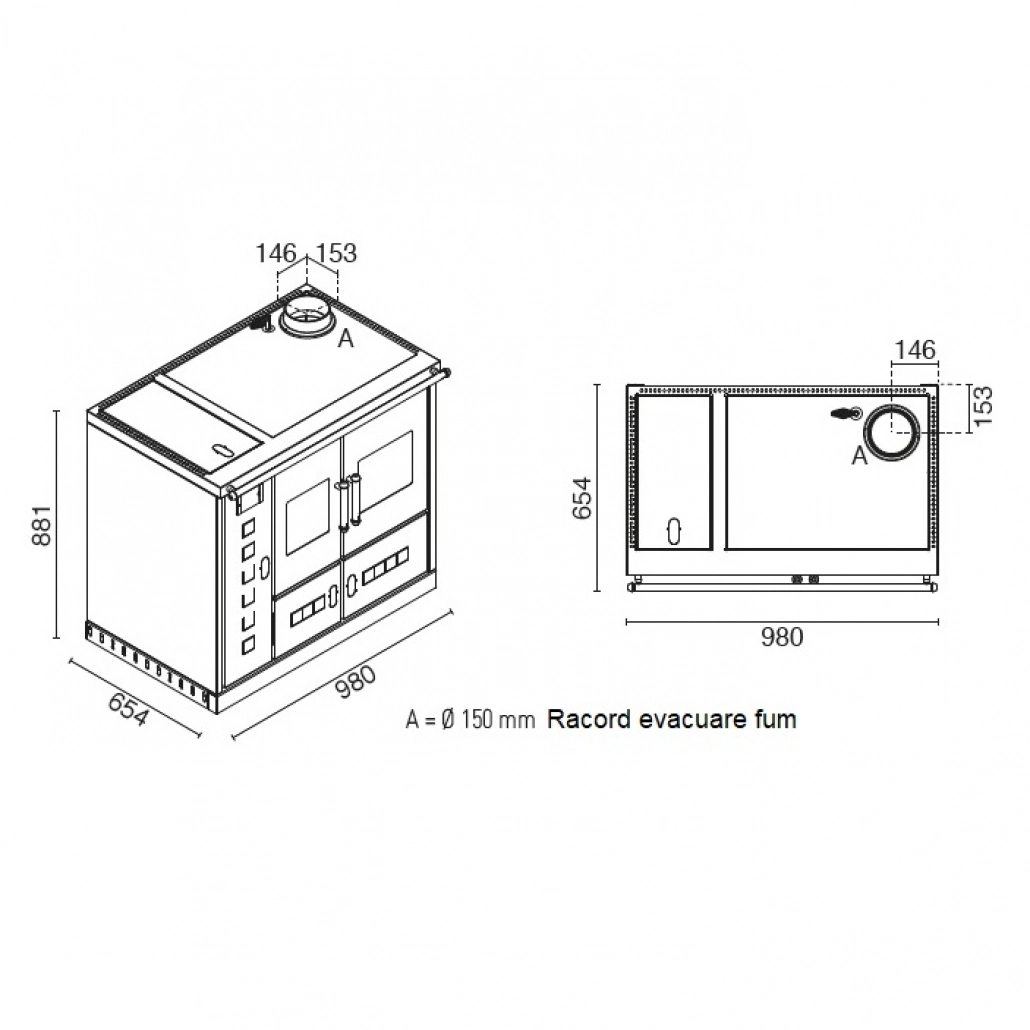 Soba centrala cu plita si cuptor 18.6kw - Wanda Incorporabila [4]