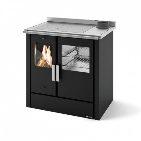 SOBE DE GĂTIT PE LEMNE - ELVIRA CU PLITA SI CUPTOR 8-9.5KW - NERO