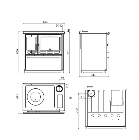 Soba cu plita Glas 850 Alb, din fonta [4]