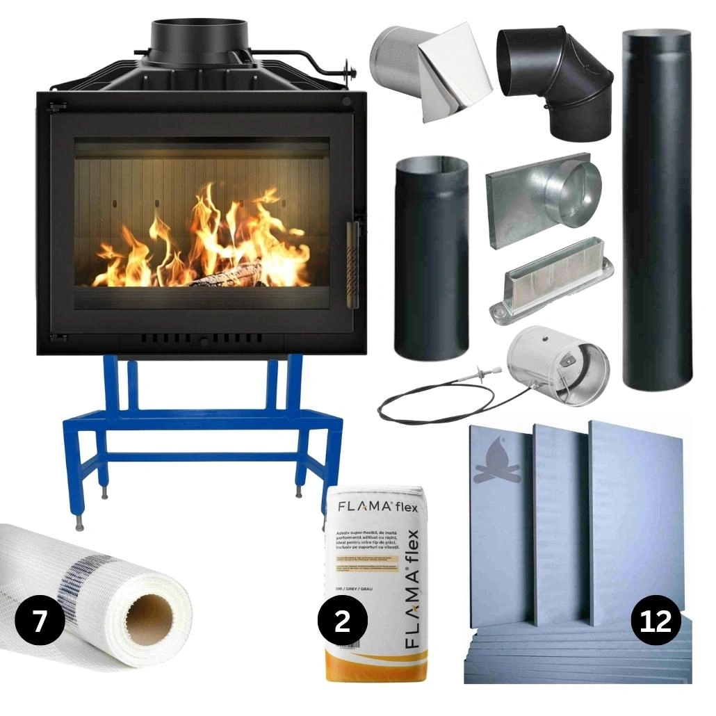 SEMINEE SI SOBE PE LEMNE - Focar fonta Bergen 8-11kW - 81% - pachet Complet