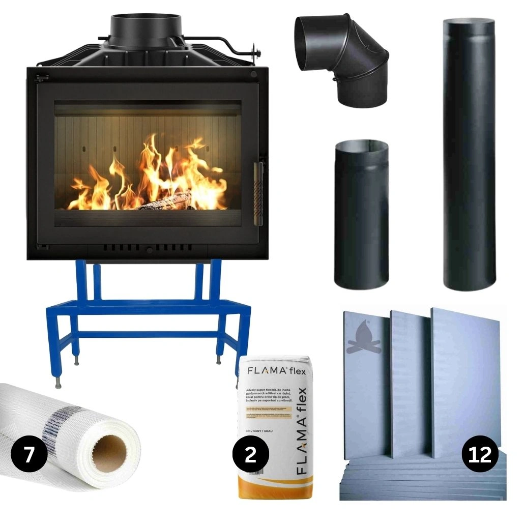 SEMINEE SI SOBE PE LEMNE - Focar fonta Bergen 8-11kW - 81% - pachet PRO