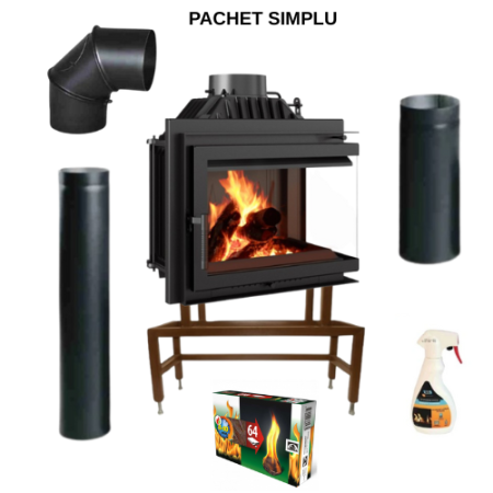 FOCARE ȘEMINEE PE LEMNE IEFTINE - FOCAR FONTA HELTAU PLUS 8 - STICLA DREAPTA FARA STALP - Pachet Simplu