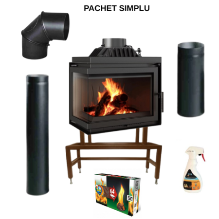 FOCARE ȘEMINEE PE LEMNE IEFTINE - FOCAR FONTA HELTAU PLUS 8 - STICLA STANGA FARA STALP - Pachet Simplu