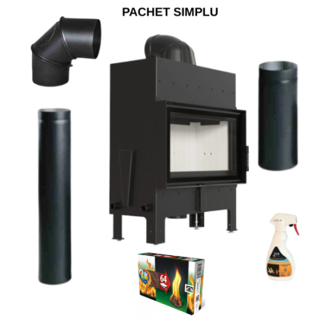 FOCARE ȘEMINEE PE LEMNE IEFTINE - FOCAR OȚEL FLOTEK M 10KW STICLA STANGA - Pachet Simplu