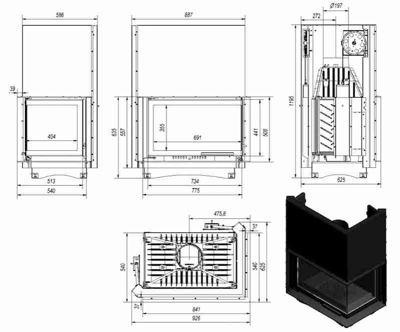 Focar fonta OH180 Sticla Dreapta Deschidere verticala 16-23kW [4]