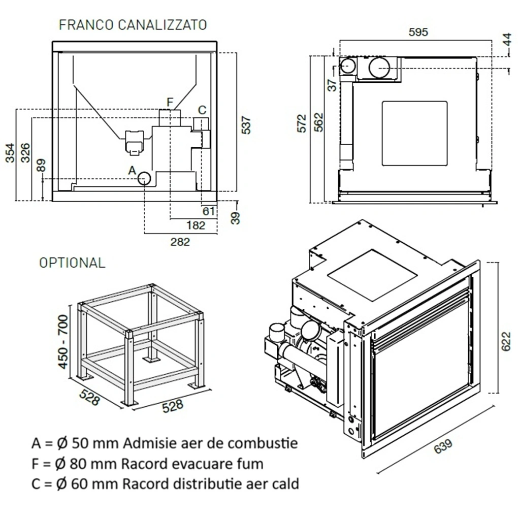 Focar peleti FRANCO 3.1-9.5 kW - cu 2 ventilatoare si distributie de aer [4]