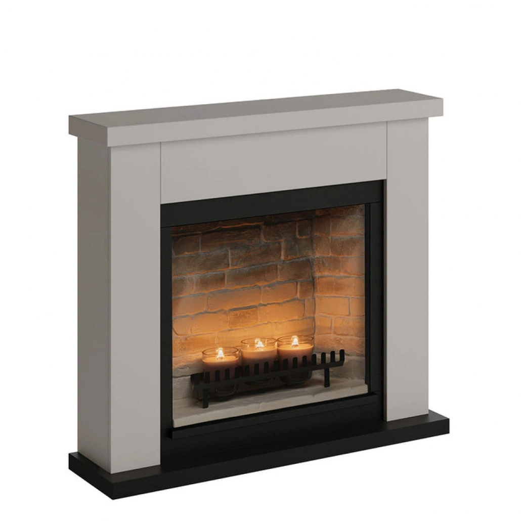 Frode Light Beige Semineu cu lumanari ZenFlame [2]