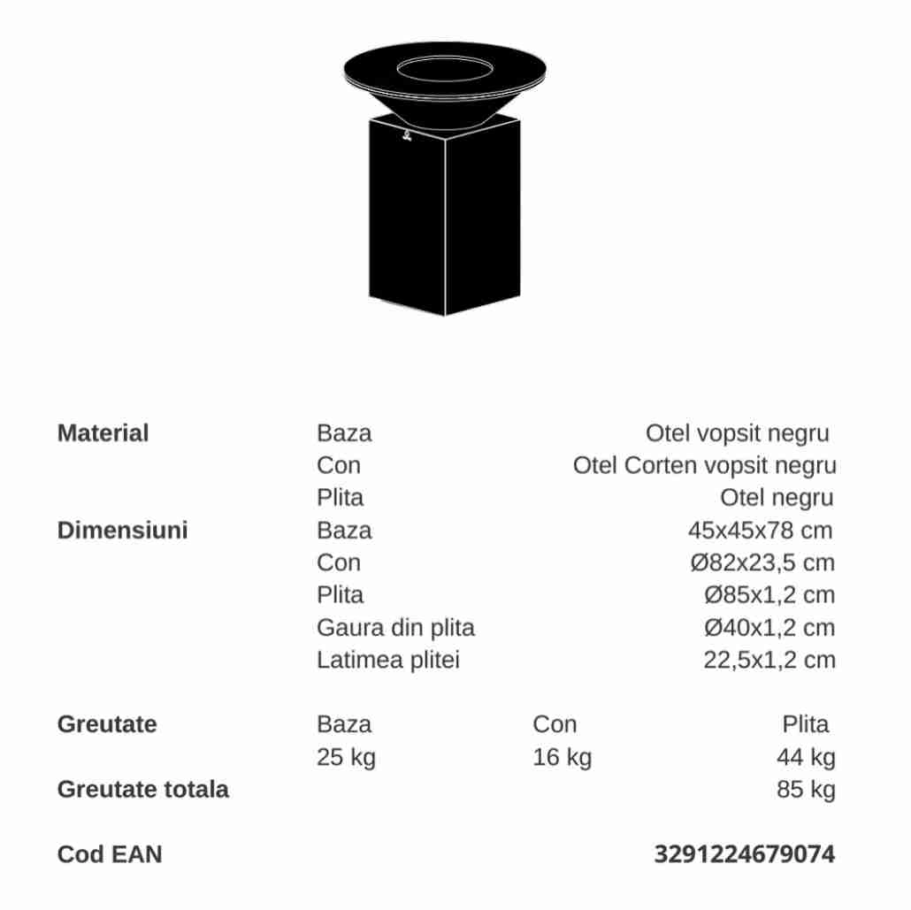 Gratar OFYR Negru 85 cu vatra de gatit pe lemne [3]
