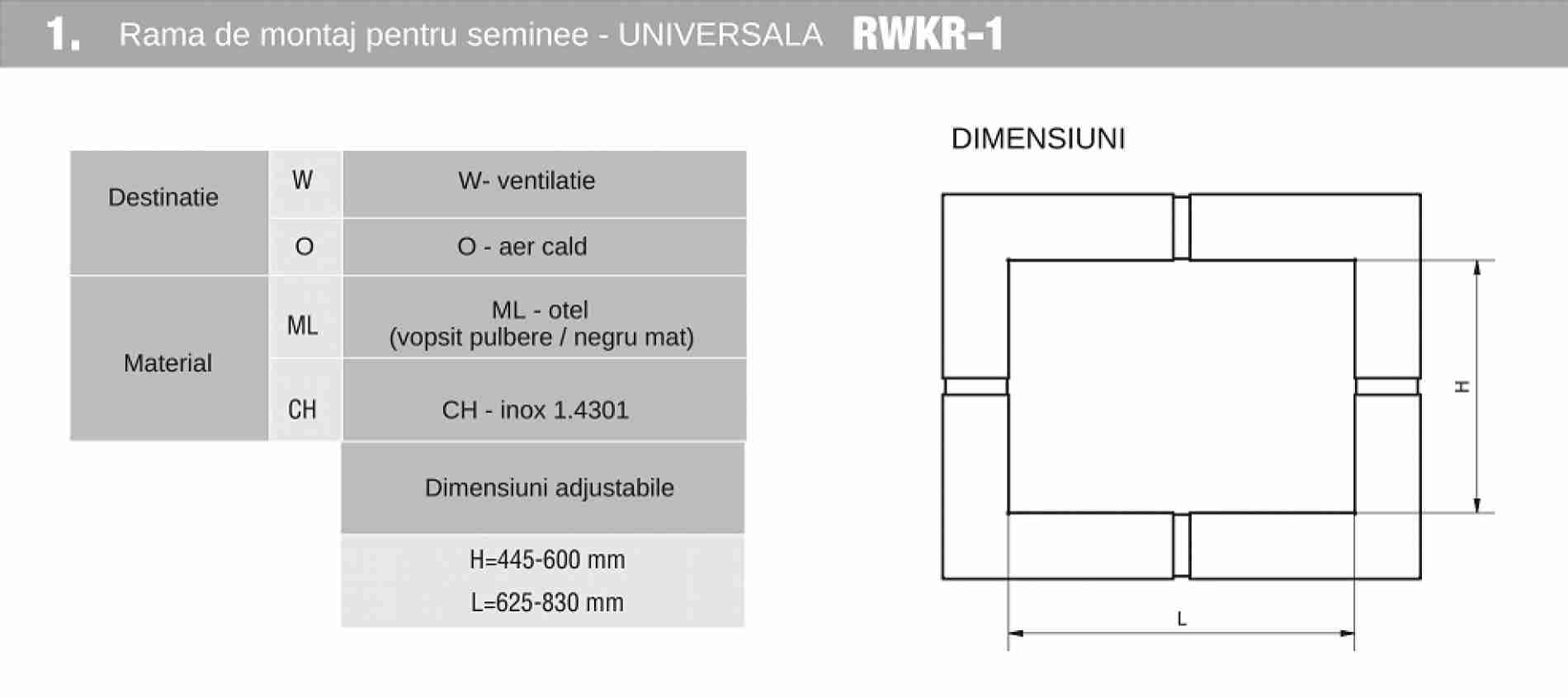 ACCESORII SPECIALE - Portal / Rama Semineu Universala - Otel + Inox