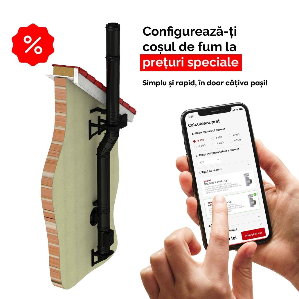 Configurator Cos de fum INOX negru – Jeremias DW-Black