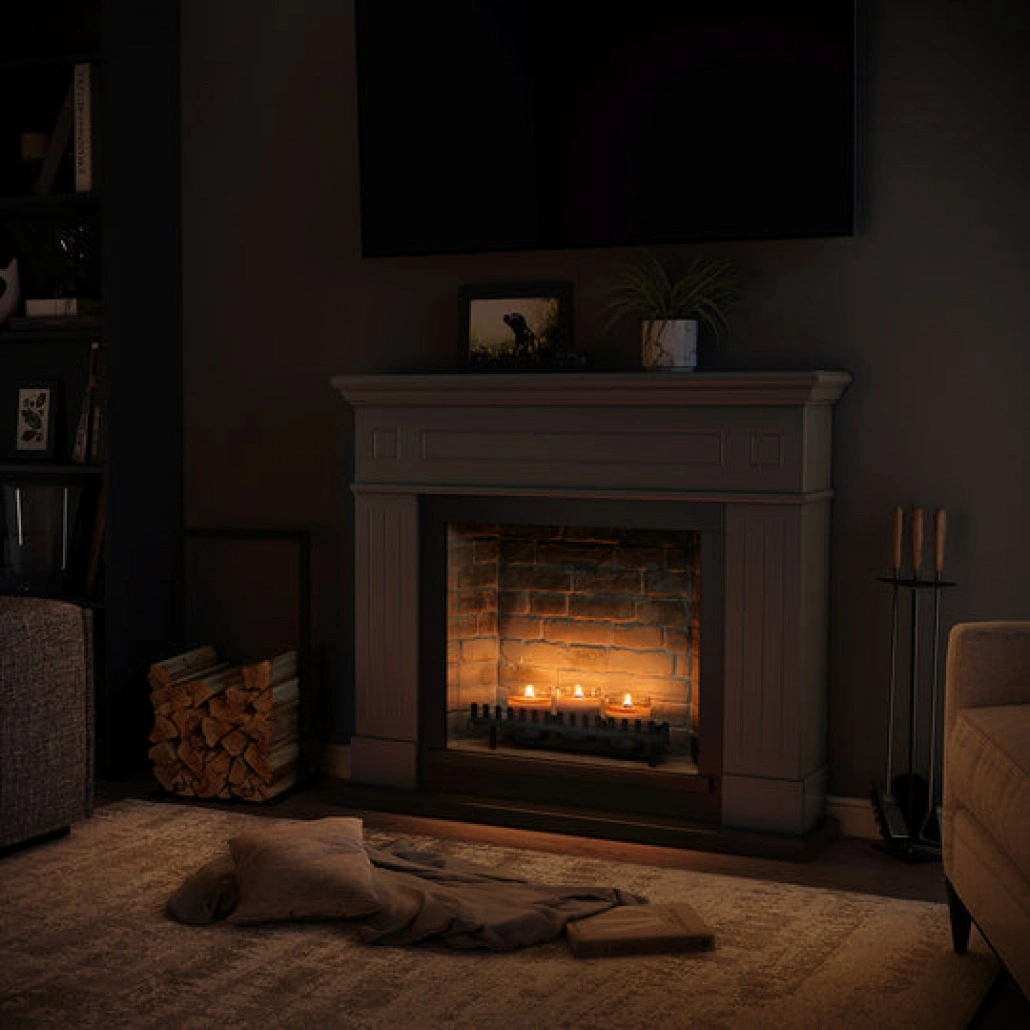 Larsen Solid Grey Semineu cu lumanari ZenFlame [1]